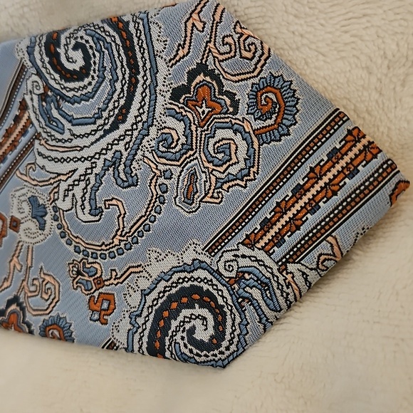 Vtg THE HOOKER 1960s Funky Blue Paisley Patterned Wide Clip-on Tie - Picture 4 of 9